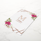 《キリスト教》洗礼式や命名式イニシャル植物幾何学的形状 箔招待状 (回転した状態)