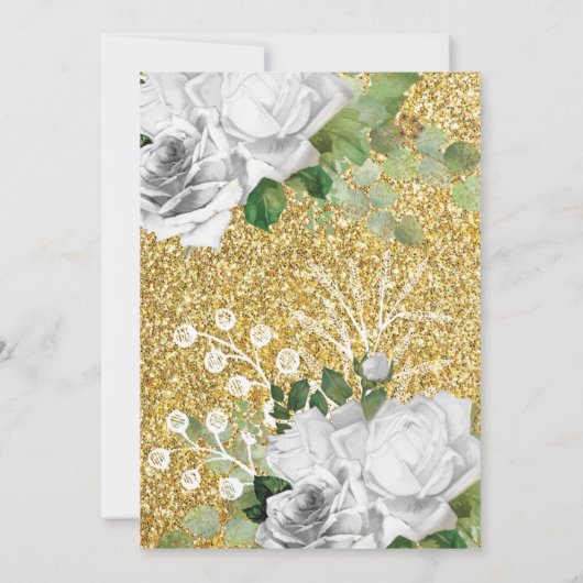 《キリスト教》洗礼式や命名式ウォーターカラーエンジェル金ゴールドグリッター 招待状 (裏面)