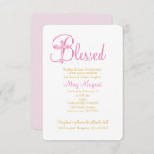 《キリスト教》洗礼式や命名式エレガントまたは洗礼ピンク金ゴールドクロス 招待状 (正面/裏面)