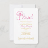 《キリスト教》洗礼式や命名式エレガントまたは洗礼ピンク金ゴールドクロス 招待状 (正面)