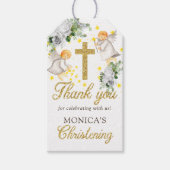 《キリスト教》洗礼式や命名式エンジェル金ゴールドグリッター 男女兼用 ギフトタグ (正面)