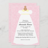 《キリスト教》洗礼式や命名式ガウン(ピンク)バプテスマ招待状 招待状 (正面/裏面)