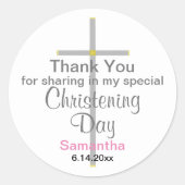 《キリスト教》洗礼式や命名式ガールサンキューラウンドスティッカー ラウンドシール (正面)