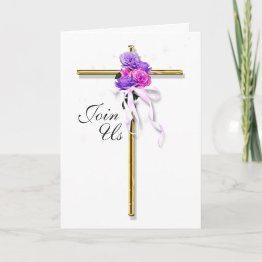 《キリスト教》洗礼式や命名式ガールピンクの招待PERSONALIZE 招待状 (正面)