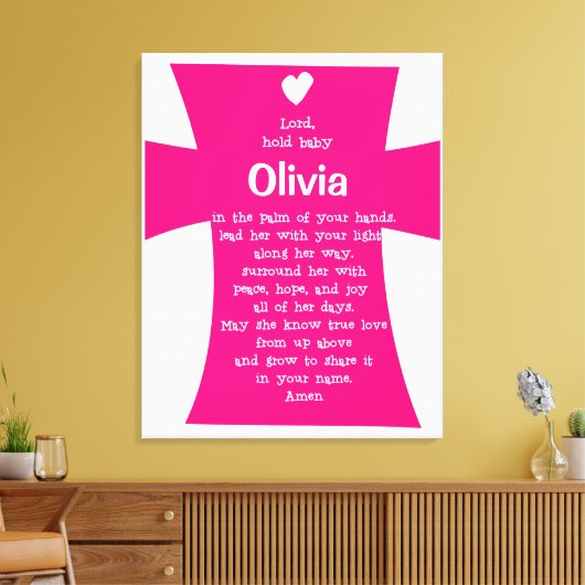 《キリスト教》洗礼式や命名式ギフトfor Girl:パーソナライズされた祈りの言葉 キャンバスプリント (インサイチュ (リビング))