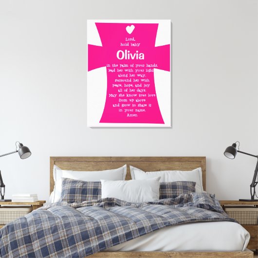 《キリスト教》洗礼式や命名式ギフトfor Girl:パーソナライズされた祈りの言葉 キャンバスプリント (インサイチュ (寝室))