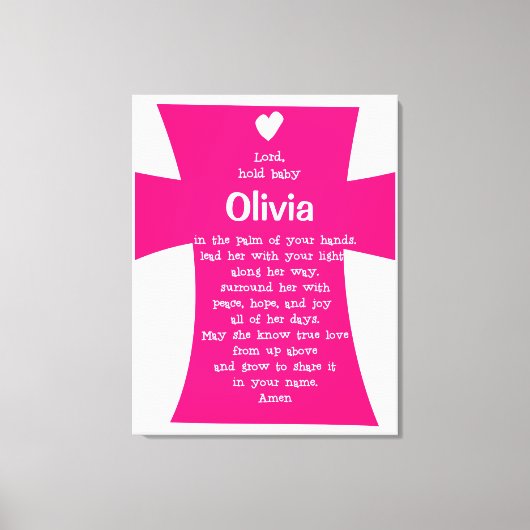 《キリスト教》洗礼式や命名式ギフトfor Girl:パーソナライズされた祈りの言葉 キャンバスプリント (正面)