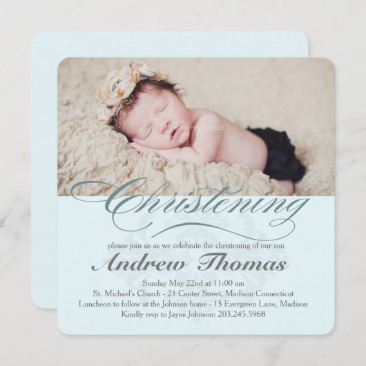 《キリスト教》洗礼式や命名式クラシックバプテスマ招待状 招待状 (正面/裏面)