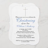 《キリスト教》洗礼式や命名式クロスブルー招待状 招待状 (正面/裏面)