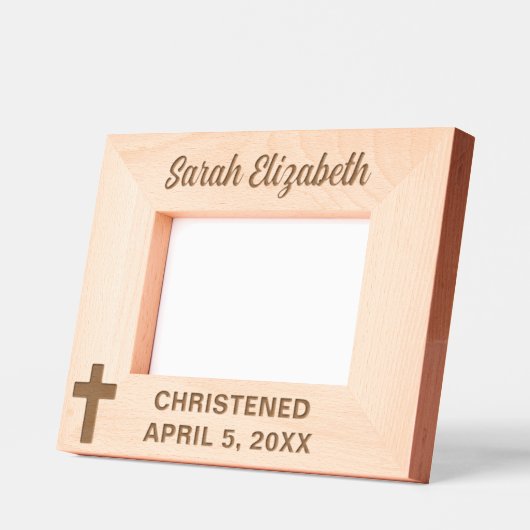 《キリスト教》洗礼式や命名式クロス名前をカスタムすると日付 レーザー彫刻フレーム (左)