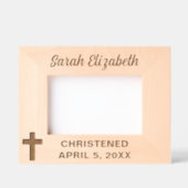 《キリスト教》洗礼式や命名式クロス名前をカスタムすると日付 レーザー彫刻フレーム (正面)