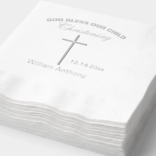 《キリスト教》洗礼式や命名式クロス名 箔ナプキン (詳細)