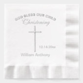 《キリスト教》洗礼式や命名式クロス名 箔ナプキン (正面)