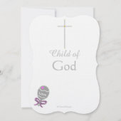 《キリスト教》洗礼式や命名式シルバークロスドーターピンクガラトル 招待状 (裏面)