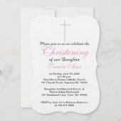 《キリスト教》洗礼式や命名式シルバークロスドーターピンクガラトル 招待状 (正面)