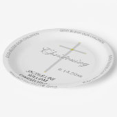 《キリスト教》洗礼式や命名式シルバークロスネーム ペーパープレート (アングル)