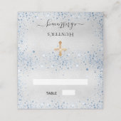 《キリスト教》洗礼式や命名式シルバーブルーグリッタースパークルスボーイ プレイスカード (外部開封)
