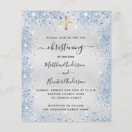 《キリスト教》洗礼式や命名式シルバーブルーツインボーイ予算の招待状