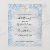 《キリスト教》洗礼式や命名式シルバーブルーツインボーイ予算の招待状 チラシ (正面)