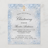 《キリスト教》洗礼式や命名式シルバーブルーボーイズバジェット招待状 チラシ (正面)