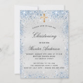 《キリスト教》洗礼式や命名式シルバーブルーボーイ脚本 招待状 (正面)