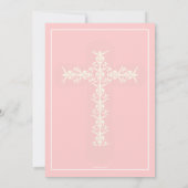 《キリスト教》洗礼式や命名式シンプルホリークロスピンクガール招待状 招待状 (裏面)