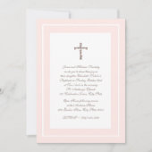 《キリスト教》洗礼式や命名式ソフトピンクとブラウン 招待状 (正面)