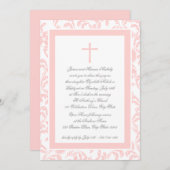 《キリスト教》洗礼式や命名式ソフトピンクペイズリー 招待状 (正面/裏面)