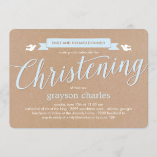 《キリスト教》洗礼式や命名式バナーバプテスマ招待状ブルー 招待状