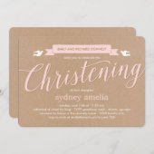 《キリスト教》洗礼式や命名式バナーバプテスマ招待状 – ピンク 招待状 (正面/裏面)