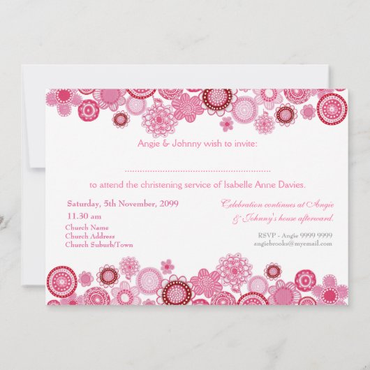 《キリスト教》洗礼式や命名式バプティスガールズフォト招待状招待状 招待状 (裏面)