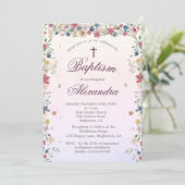 《キリスト教》洗礼式や命名式バプティスフォトピンクフローラ女子 招待状 (スタンド正面)