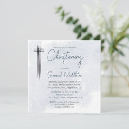 《キリスト教》洗礼式や命名式バプティスブルーウォッシュクロモダンス 招待状