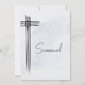 《キリスト教》洗礼式や命名式バプティスブルーモダンウォッシュクロス 招待状 (裏面)