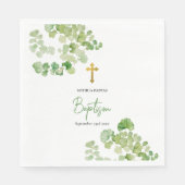 《キリスト教》洗礼式や命名式バプティスボーイガールウォーターカラーグリーンリー スタンダードランチョンナプキン (正面)