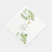 《キリスト教》洗礼式や命名式バプティスボーイガールウォーターカラーグリーンリー スタンダードランチョンナプキン (角)