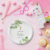 《キリスト教》洗礼式や命名式バプティスボーイガールウォーターカラーグリーンリー ペーパープレート (パーティー)