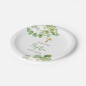 《キリスト教》洗礼式や命名式バプティスボーイガールウォーターカラーグリーンリー ペーパープレート (アングル)