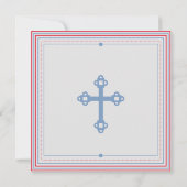 《キリスト教》洗礼式や命名式バプテシンプルィススクリプトブルーレッドモダン 案内状 (裏面)