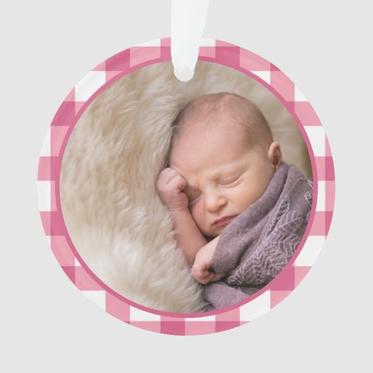 《キリスト教》洗礼式や命名式バプテスマかわいいベビーガール子供たちフォトピンク オーナメント (正面)