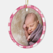 《キリスト教》洗礼式や命名式バプテスマかわいいベビーガール子供たちフォトピンク セラミックオーナメント (左)
