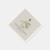 《キリスト教》洗礼式や命名式バプテスマの白いフローラの葉 スタンダードカクテルナプキン (角)