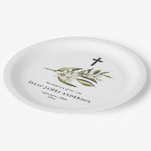 《キリスト教》洗礼式や命名式バプテスマの白いフローラの葉 ペーパープレート (アングル)