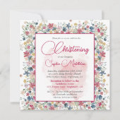 《キリスト教》洗礼式や命名式バプテスマフローラブルゴーニュクロス 招待状 (正面)
