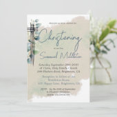 《キリスト教》洗礼式や命名式バプテスマモダンボタニカルエレガントクロス 招待状 (スタンド正面)