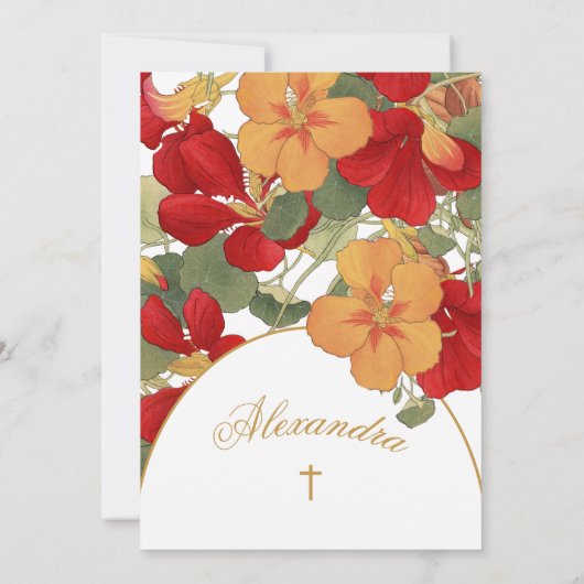 《キリスト教》洗礼式や命名式バプテスマ焼きオレンジアーチ花 招待状 (裏面)