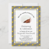 《キリスト教》洗礼式や命名式バプテスマ |写真 |黄スタイリッシュ灰色 招待状 (正面)