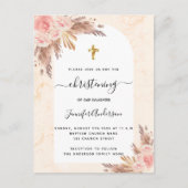 《キリスト教》洗礼式や命名式パンパスグラスバラ金ゴールド赤面大理石 インビテーションポストカード (正面)