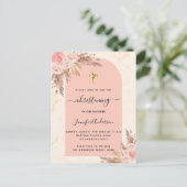 《キリスト教》洗礼式や命名式パンパスグラスバラ金ゴールド赤面大理石 インビテーションポストカード (スタンド正面)