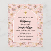 《キリスト教》洗礼式や命名式パンパ花模様バラ予算の招待 チラシ (正面)